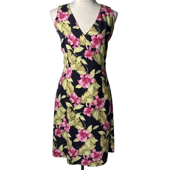 Tommy Bahama Dresses & Skirts - Tommy Bahama 100% Silk Tropical Hibiscus Faux Wrap Sheath Dress‎ Size 4 Resort